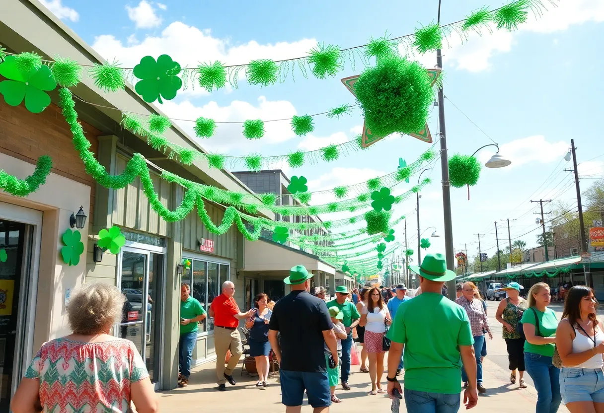 People celebrating St. Patrick's Day outdoors in Southeast Texas