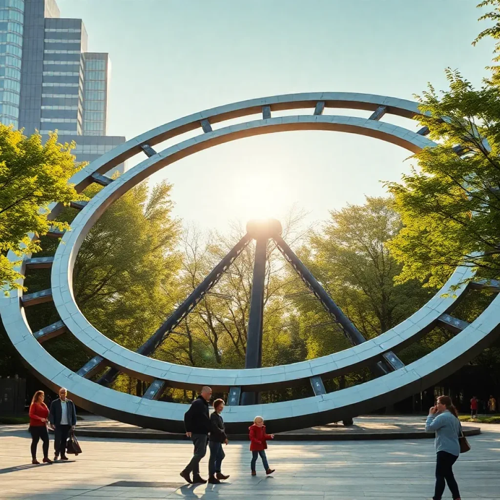 Futuristic solar-powered sundial in Mason Park, Houston