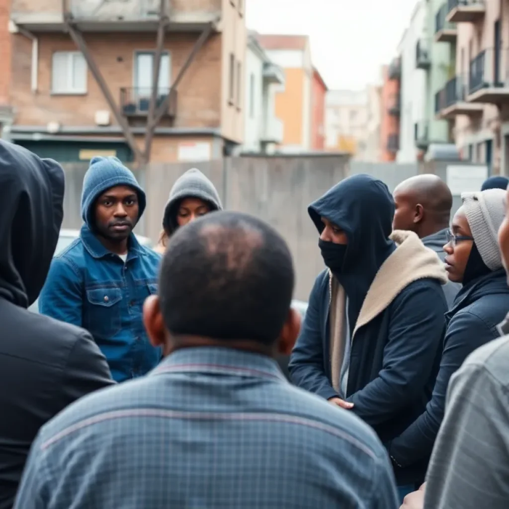Residents gathering to discuss safety in Houston following a robbery incident.